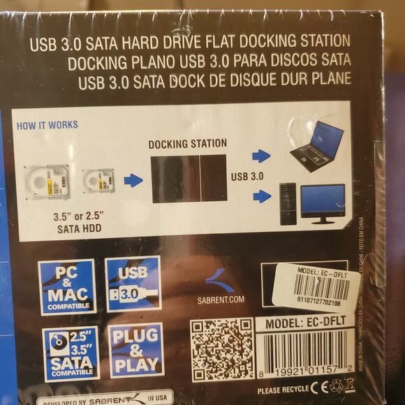 Sabrent USB 3.0 SATA Extrnl Hard Drive flat Docking Station - Picture 5 of 10